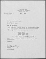 Appointment letter from William P. Clements to Secretary of State, Jack Rains, March 1, 1988