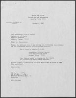 Appointment letter from William P. Clements to Secretary of State, Jack Rains, October 6, 1988