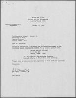 Appointment letter from William P. Clements to Secretary of State, George Bayoud, January 15, 1990