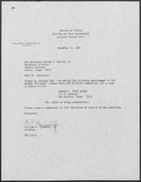 Appointment letter from William P. Clements, Jr. to Secretary of State George Bayoud, December 13, 1989