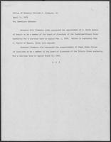 Press release from the Office of Governor William P. Clements, Jr. regarding appointments, April 11, 1979
