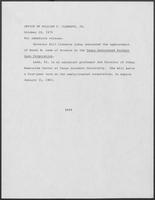 Press release from the Office of Governor William P. Clements, Jr. regarding appointments, October 19, 1979
