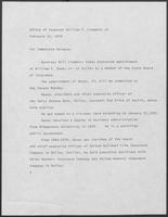 Press release from the Office of Governor William P. Clements, Jr. regarding appointments, February 15, 1979