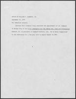 News release from William P. Clements, Jr., regarding recent appointments, September 28, 1979