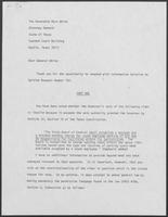 Letter from William P. Clements to Mark White regarding Opinion Request Number 102, undated