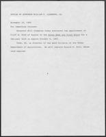 News release from William P. Clements, Jr., regarding recent appointment, November 10, 1980