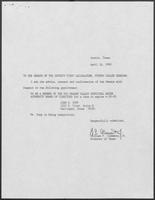 Appointment letter from William P. Clements to the Senate of the 71st Legislature, April 16, 1990