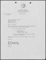 Appointment letter from William P. Clements to Jack M. Rains, June 4, 1987