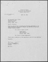 Appointment letter from William P. Clements, Jr. to Secretary of State, Jack Rains, April 28, 1988