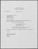 Appointment letter from William P. Clements, Jr. to Secretary of State, Jack Rains, October 13, 1987