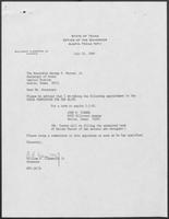 Appointment letter from William P. Clements, Jr. to Secretary of State, George Bayoud, July 24, 1989