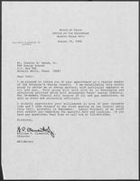 Letter from William P. Clements, Jr. to Charles R. Upham Jr., August 19, 1988