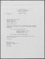 Appointment letter from William P. Clements, Jr. to Secretary of State, Jack Rains, August 19, 1988