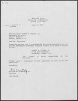 Appointment letter from William P. Clements, Jr. to Secretary of State, George Bayoud, August 10, 1990