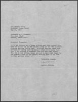 Letter from Daniel Rollins to William P. Clements, Jr., May 12, 1987