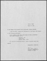 Appointment letter from William P. Clements, Jr. to the Senate, March 30, 1989