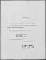 Appointment letter from William P. Clements, Jr. to the Senate, February 9, 1989 