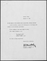 Appointment letter from William P. Clements, Jr. to the Senate, January 30, 1989