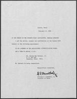 Appointment letter from William P. Clements, Jr. to the Senate, February 13, 1989