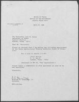 Appointment letter from William P. Clements, Jr. to Secretary of State, Jack Rains, April 12, 1988