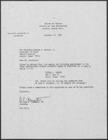 Appointment letter from William P. Clements, Jr. to Secretary of State, George Bayoud, December 13, 1989