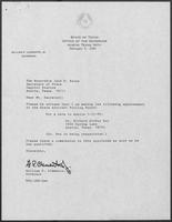 Appointment letter from William P. Clements, Jr. to Secretary of State, Jack Rains, February 9, 1989