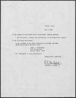 Appointment letter from William P. Clements to the Senate of the 71st Legislature, May 8, 1989