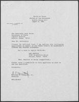 Appointment letter from William P. Clements, Jr. to Secretary of State, George Bayoud, August 19, 1988