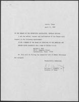 Appointment letter from William P. Clements to the Senate of the 70th Legislature, April 21, 1987