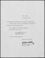 Appointment letter from William P. Clements, Jr. to the Senate, February 21, 1989