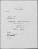 Appointment letter from William P. Clements, Jr. to Secretary of State, Jack Rains, June 2, 1988