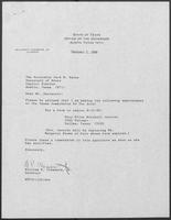 Appointment letter from William P. Clements, Jr. to Secretary of State, Jack Rains, February 2, 1988