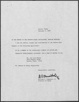 Appointment letter from William P. Clements, Jr. to the Senate, February 9, 1989