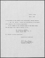 Appointment letter from William P. Clements, Jr. to the Senate, March 1, 1989
