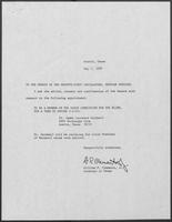 Appointment letter from William P. Clements, Jr. to the Senate, May 3, 1989