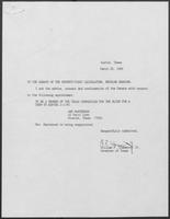 Appointment letter from William P. Clements, Jr. to the Senate, March 28, 1989