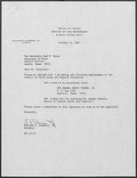 Appointment letter from William P. Clements, Jr., to Secretary of State Jack Rains, October 13, 1987