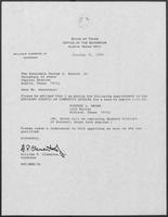 Appointment letter from William P. Clements to George S. Bayoud, Jr., October 31, 1990