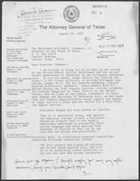 Letter from Mark White to William P. Clements Jr., with attached memo, August 20, 1981
