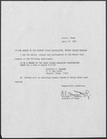 Appointment letter from William P. Clements to the Senate of the 71st Legislature, April 19, 1990
