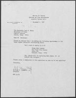 Appointment letter from William P. Clements to Jack M. Rains, November 4, 1987