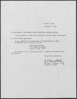 Appointment letter from William P. Clements to the Senate of the 71st Legislature, February 9, 1989