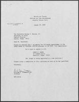 Appointment letter from William P. Clements to George S. Bayoud, Jr., August 29, 1989