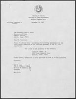 Appointment letter from William P. Clements to Secretary of State, Jack Rains, November 16, 1987
