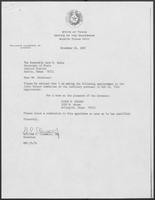 Appointment letter from William P. Clements to Secretary of State, Jack Rains, November 16, 1987