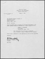 Appointment letter from William P. Clements to Secretary of State, George Bayoud, August 3, 1989