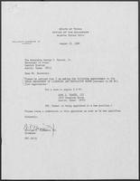 Appointment letter from William P. Clements to Secretary of State, George Bayoud, August 23, 1989