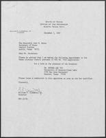 Appointment letter from William P. Clements to Secretary of State, Jack Rains, December 3, 1987