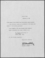 Appointment letter from William P. Clements to the Senate of the 71st Legislature, February 13, 1989