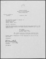 Appointment letter from William P. Clements to Secretary of State, George Bayoud, October 31, 1990